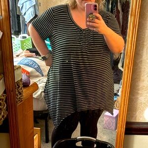 Sonoma Black and Gray Striped Top